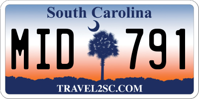 SC license plate MID791