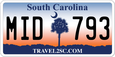 SC license plate MID793