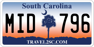 SC license plate MID796
