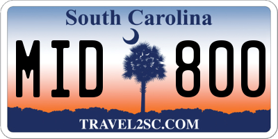 SC license plate MID800