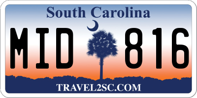 SC license plate MID816