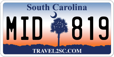 SC license plate MID819