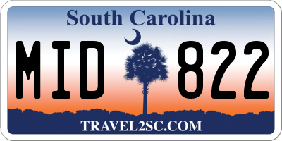 SC license plate MID822