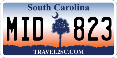 SC license plate MID823