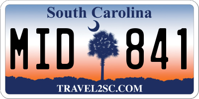 SC license plate MID841