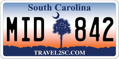 SC license plate MID842