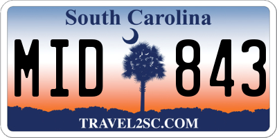 SC license plate MID843