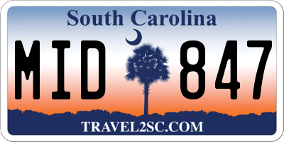 SC license plate MID847