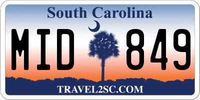 SC license plate MID849