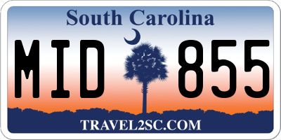 SC license plate MID855
