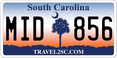 SC license plate MID856