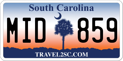 SC license plate MID859