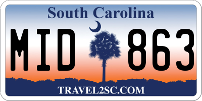 SC license plate MID863