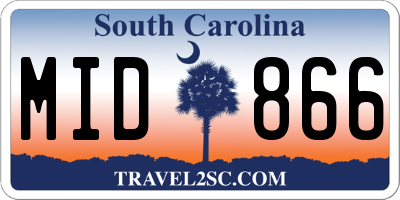 SC license plate MID866