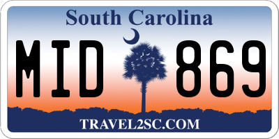 SC license plate MID869