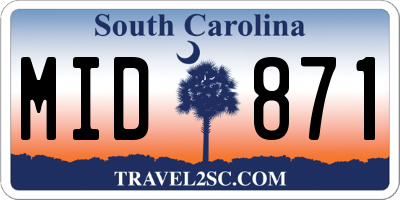 SC license plate MID871
