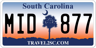 SC license plate MID877