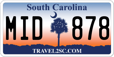 SC license plate MID878