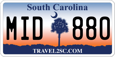 SC license plate MID880