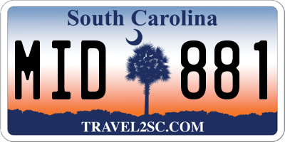 SC license plate MID881