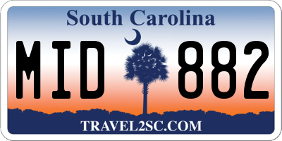 SC license plate MID882
