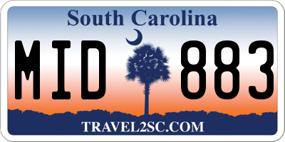 SC license plate MID883