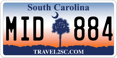 SC license plate MID884
