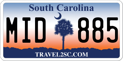 SC license plate MID885
