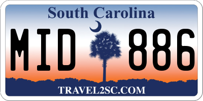 SC license plate MID886