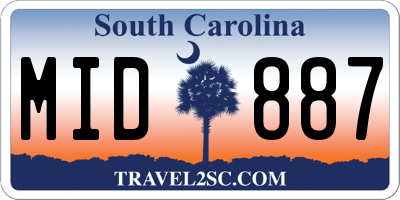 SC license plate MID887