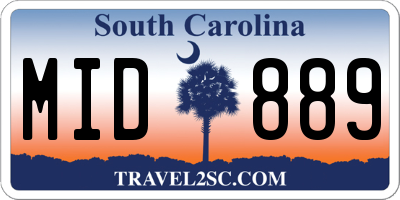 SC license plate MID889