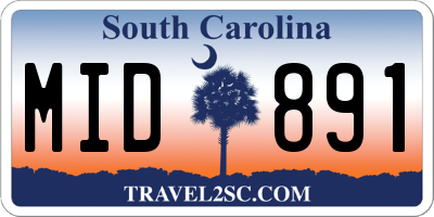 SC license plate MID891