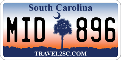 SC license plate MID896