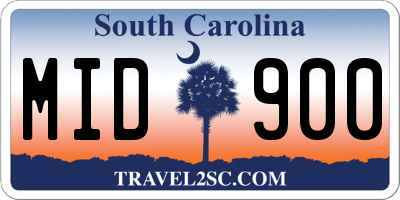 SC license plate MID900