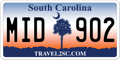 SC license plate MID902