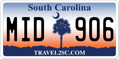 SC license plate MID906