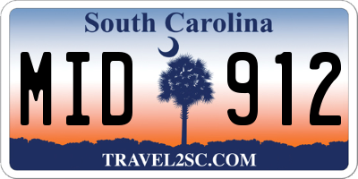 SC license plate MID912