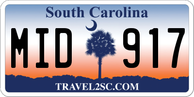 SC license plate MID917