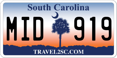 SC license plate MID919