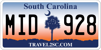 SC license plate MID928