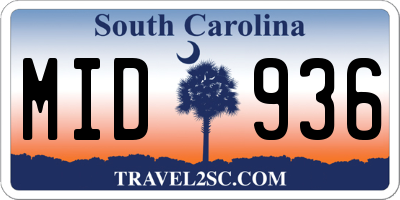 SC license plate MID936