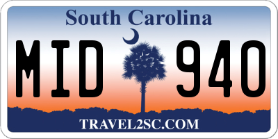 SC license plate MID940