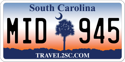 SC license plate MID945