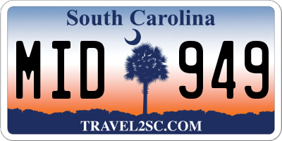 SC license plate MID949
