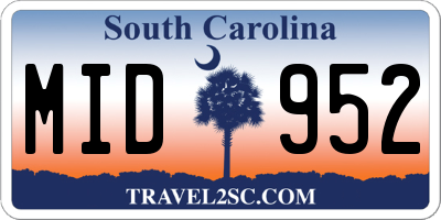 SC license plate MID952