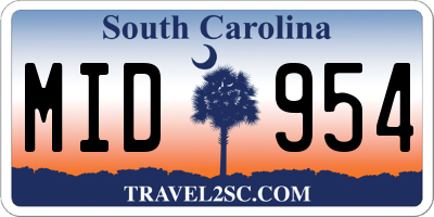 SC license plate MID954