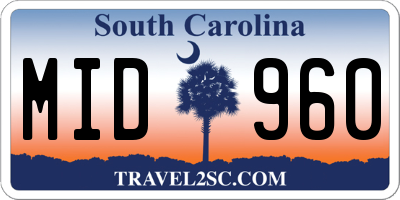 SC license plate MID960