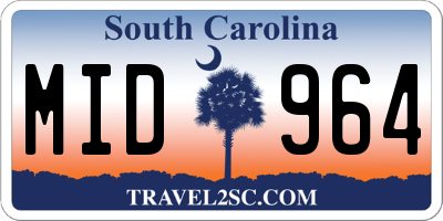 SC license plate MID964