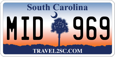 SC license plate MID969