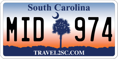 SC license plate MID974